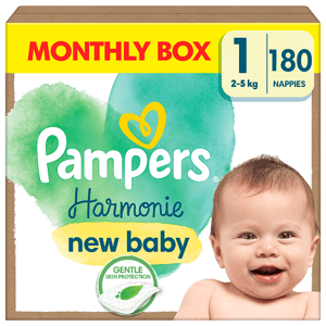Pampers Harmonie Baby Dětské Plenky Velikost 1, 180 Plenek, 2kg-5kg
