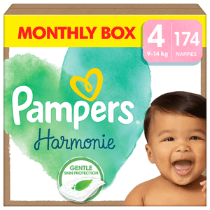 Pampers Harmonie Baby Dětské Plenky Velikost 4, 174 Plenek, 9kg-14kg