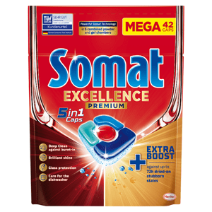 Somat Excellence Premium 5in1 Caps kapsle do automatické myčky na nádobí 42 ks 819g