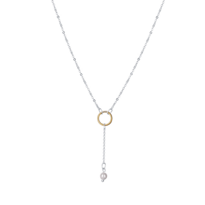 PRAQIA Stříbrný náhrdelník Gold pearl (Ag 925-1000, 1,44 g)