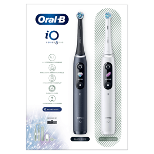 Oral-B iO - 8 - Elektrické Zubní Kartáčky S Magnetickou Technologií, Bílý A Černý, Balení Duo