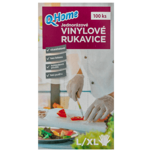 Q-Home Jednorázové vinylové rukavice velikost L-XL 100ks