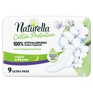 Naturella Cotton Protection Ultra Night Hygienické Vložky S Křidélky 9ks
