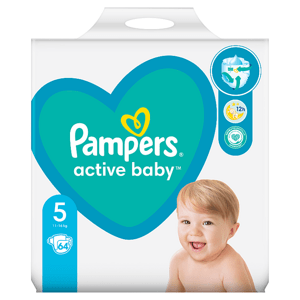 Pampers Active Baby Plenky Velikost 5 X64, 11kg - 16kg