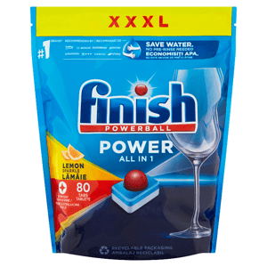 Finish Powerball Power All in 1 tablety do myčky nádobí Lemon Sparkle 80 ks 1280g