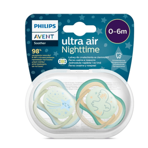 Philips AVENT Šidítko Ultra air noční 0-6m chlapec, 2ks