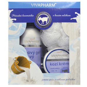 Vivaco Dárková kazeta Kozí mléko - Sprchový gel 400ml + Zvláčňující krém na obličej a tělo 250ml + dárek