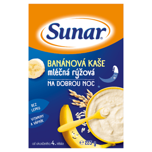 Sunar banánová kaše mléčná rýžová na dobrou noc 225g