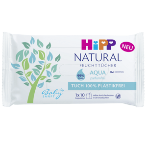 HiPP Babysanft Čistící vlhčené ubrousky Natural Aqua 10 ks