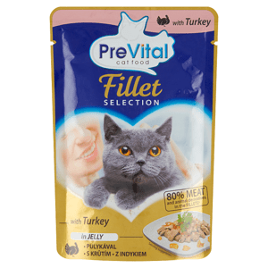 PreVital Kompletní krmivo pro dospělé kočky s krůtím v želé 85g