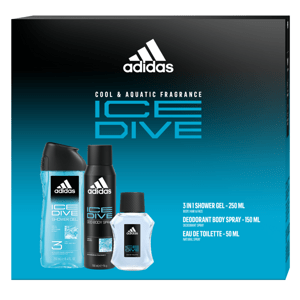 Adidas kosmetická kazeta Ice Dive - pánská toaletní voda 50ml + deosprej 150ml + sprchový gel 250ml