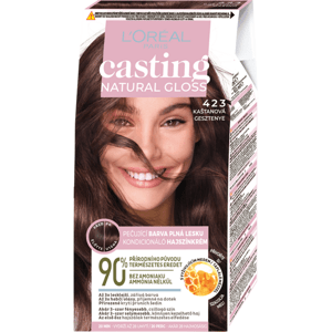 L'Oréal Paris Casting Natural Gloss semipermanentní barva na vlasy, 423 Kaštanová, 48+72+60ml