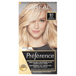 L'Oréal Paris Préférence  permanentní barva na vlasy 9.1 Oslo-velmi světlá popelavá blond, 60+90+54 ml