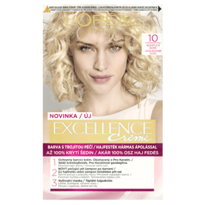 L'Oréal Paris Excellence Créme  permanentní barva na vlasy  10- nejsvětlejší blond, 72+48+12+60 ml