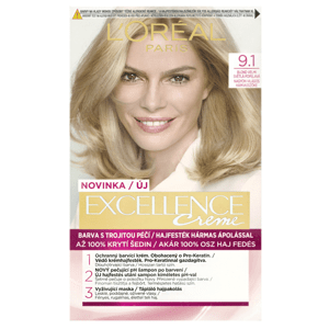 L'Oréal Paris Excellence Créme permanentní barva na vlasy 9.1 blond velmi světlá popelavá, 72+48+12+60 ml