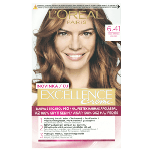L'Oréal Paris Excellence Créme permanentní barva na vlasy  6.41 hnědá oříšková, 72+48+12+60 ml