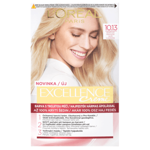 L'Oréal Paris Excellence Créme permanentní barva na vlasy 10.13 nejsvětlejší pravá blond, 72+48+12+60 ml