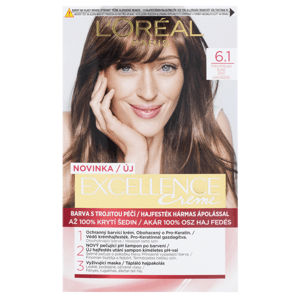 L'Oréal Paris Excellence Créme permanentní barva na vlasy 6.1 tmavá popelavá blond, 72+48+12+60 ml