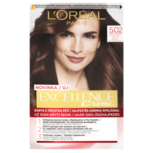 L'Oréal Paris Excellence Créme permanentní barva na vlasy 5.02 světlá hnědá duhová,72+48+12+60 ml
