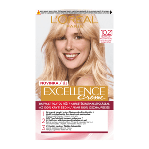 L'Oréal Paris Excellence Créme permanentní barva na vlasy 10.21 Nejsvětlejší perleťová blond 72+48+12+60 ml